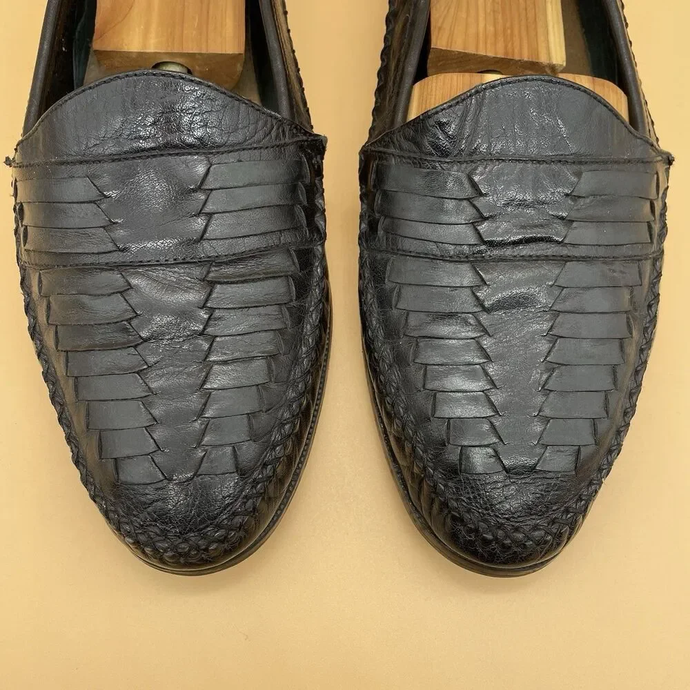 Deer Stags Palermo Leather Loafers Men's Size 10.5 M Black Weave Comfort Arch
